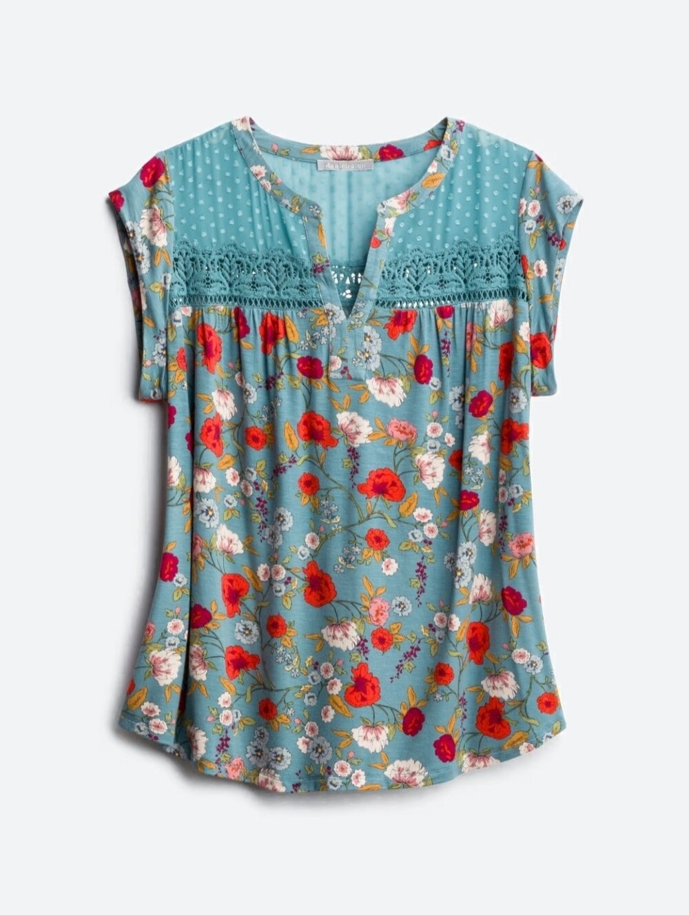 Daniel Rainn Taravel Crochet Detail Knit Top 2X